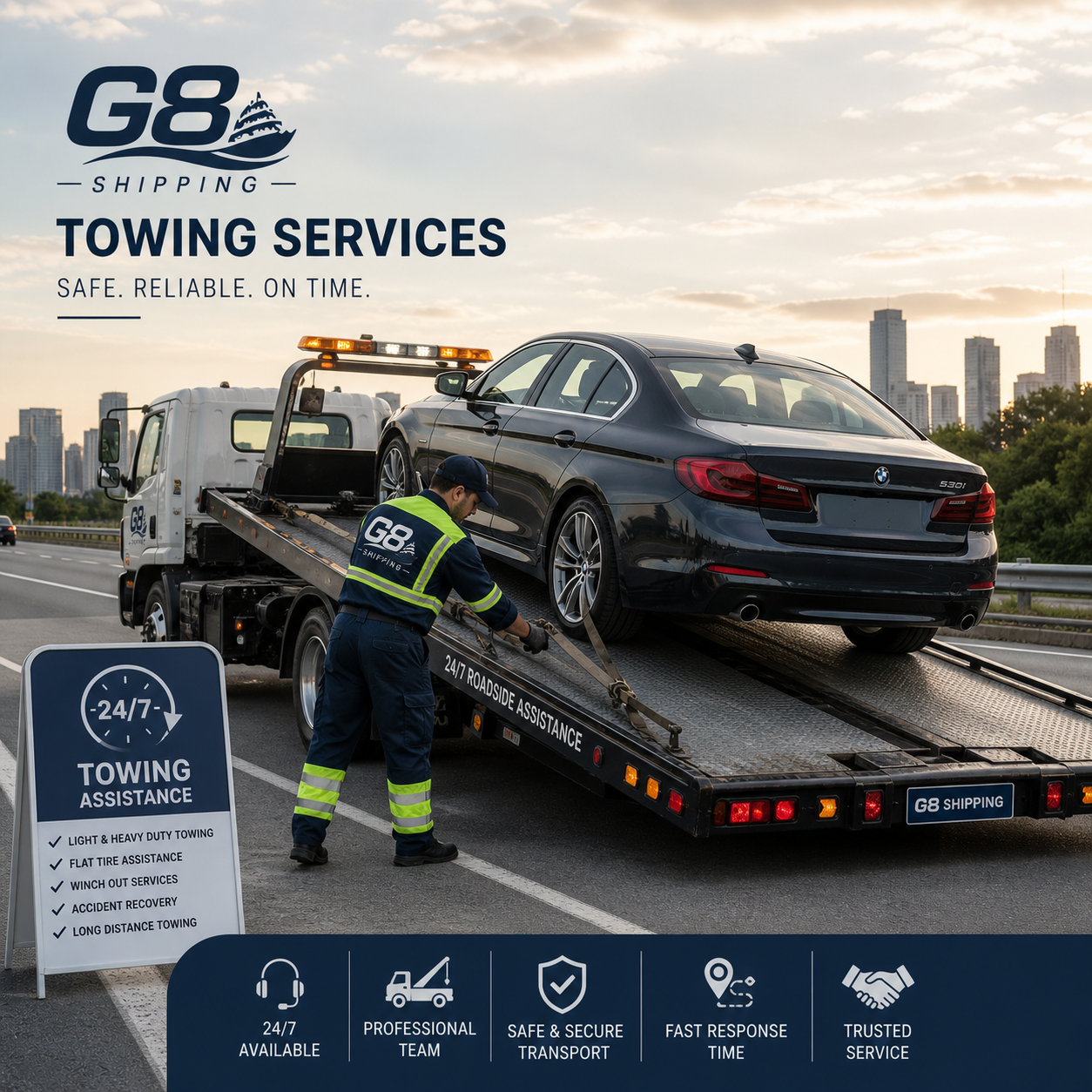 G8 Shipping flatbed towing and roadside assistance